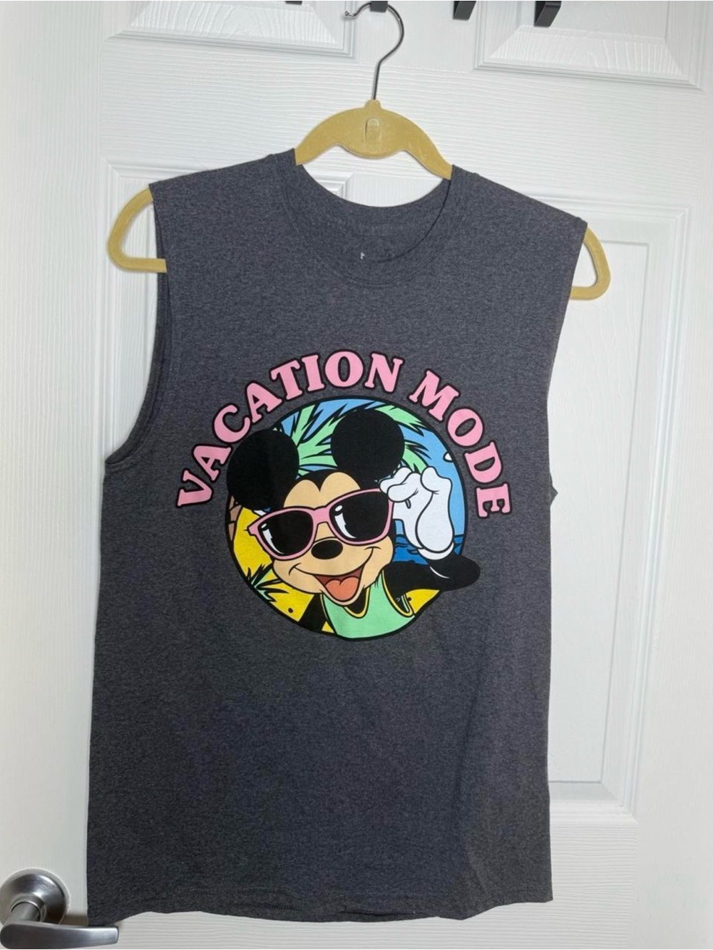 Unisex Disney Parks Mickey Vacation Mode Sleeveless Tank Top Gray Size Small